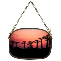 Baobabs Trees Silhouette Landscape Sunset Dusk Chain Purse (one Side)