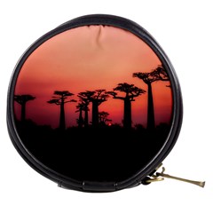 Baobabs Trees Silhouette Landscape Sunset Dusk Mini Makeup Bag by Jancukart