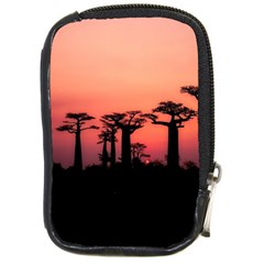 Baobabs Trees Silhouette Landscape Sunset Dusk Compact Camera Leather Case