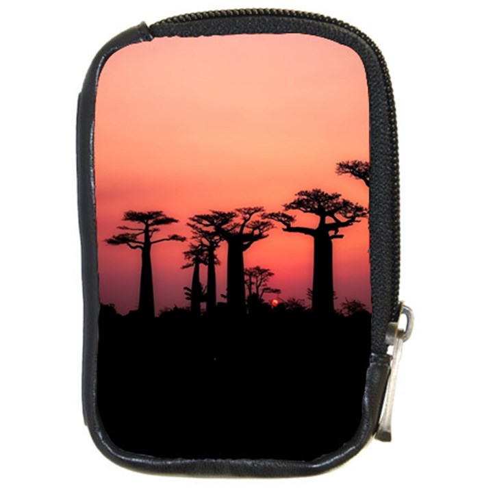 Baobabs Trees Silhouette Landscape Sunset Dusk Compact Camera Leather Case