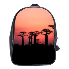 Baobabs Trees Silhouette Landscape Sunset Dusk School Bag (large) by Jancukart