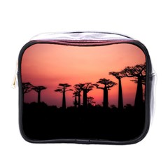 Baobabs Trees Silhouette Landscape Sunset Dusk Mini Toiletries Bag (one Side)