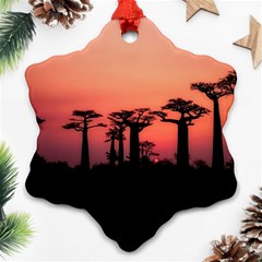 Baobabs Trees Silhouette Landscape Sunset Dusk Ornament (snowflake)