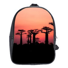 Baobabs Trees Silhouette Landscape Sunset Dusk School Bag (xl)