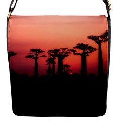 Baobabs Trees Silhouette Landscape Sunset Dusk Flap Closure Messenger Bag (s) by Jancukart