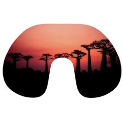 Baobabs Trees Silhouette Landscape Sunset Dusk Travel Neck Pillow