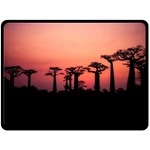 Baobabs Trees Silhouette Landscape Sunset Dusk Fleece Blanket (Large) 80 x60  Blanket Front