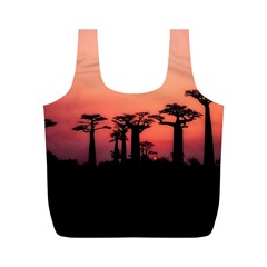 Baobabs Trees Silhouette Landscape Sunset Dusk Full Print Recycle Bag (m) by Jancukart