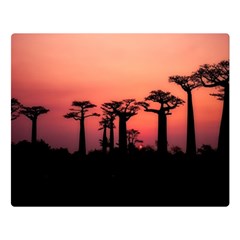 Baobabs Trees Silhouette Landscape Sunset Dusk Premium Plush Fleece Blanket (large)