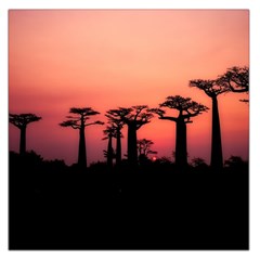 Baobabs Trees Silhouette Landscape Sunset Dusk Square Satin Scarf (36  X 36 ) by Jancukart