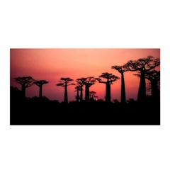 Baobabs Trees Silhouette Landscape Sunset Dusk Satin Wrap 35  X 70  by Jancukart