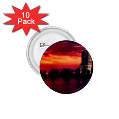 New York City Urban Skyline Harbor Bay Reflections 1 75  Buttons (10 Pack)