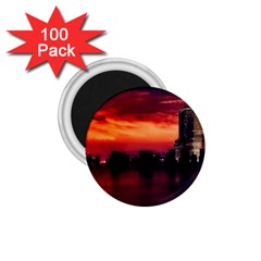 New York City Urban Skyline Harbor Bay Reflections 1 75  Magnets (100 Pack) 