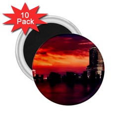 New York City Urban Skyline Harbor Bay Reflections 2 25  Magnets (10 Pack) 