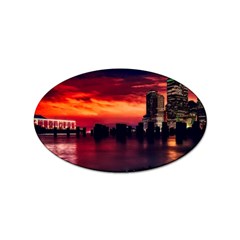 New York City Urban Skyline Harbor Bay Reflections Sticker (oval) by Jancukart