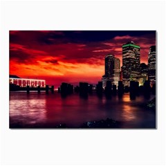 New York City Urban Skyline Harbor Bay Reflections Postcard 4 x 6  (pkg Of 10) by Jancukart