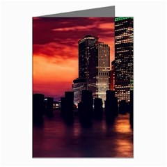 New York City Urban Skyline Harbor Bay Reflections Greeting Cards (pkg Of 8)