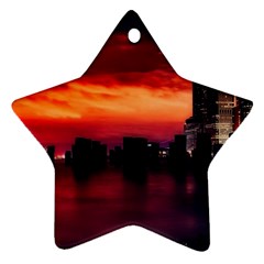 New York City Urban Skyline Harbor Bay Reflections Star Ornament (two Sides) by Jancukart