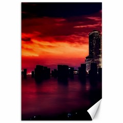 New York City Urban Skyline Harbor Bay Reflections Canvas 12  X 18 