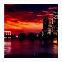 New York City Urban Skyline Harbor Bay Reflections Medium Glasses Cloth (2 Sides) by Jancukart