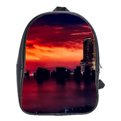 New York City Urban Skyline Harbor Bay Reflections School Bag (large)