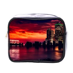 New York City Urban Skyline Harbor Bay Reflections Mini Toiletries Bag (one Side)