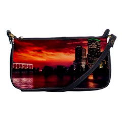 New York City Urban Skyline Harbor Bay Reflections Shoulder Clutch Bag