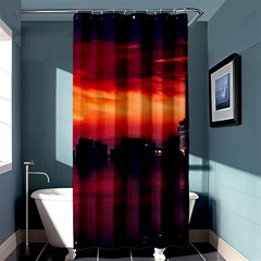 New York City Urban Skyline Harbor Bay Reflections Shower Curtain 36  X 72  (stall) 