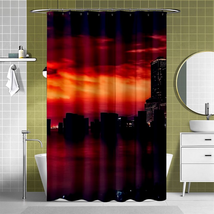 New York City Urban Skyline Harbor Bay Reflections Shower Curtain 48  x 72  (Small) 