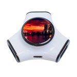 New York City Urban Skyline Harbor Bay Reflections 3-Port USB Hub Front