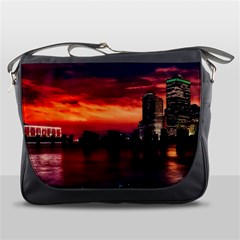 New York City Urban Skyline Harbor Bay Reflections Messenger Bag by Jancukart