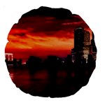 New York City Urban Skyline Harbor Bay Reflections Large 18  Premium Round Cushions Front