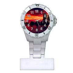 New York City Urban Skyline Harbor Bay Reflections Plastic Nurses Watch