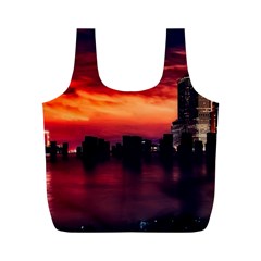 New York City Urban Skyline Harbor Bay Reflections Full Print Recycle Bag (m)