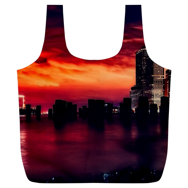 New York City Urban Skyline Harbor Bay Reflections Full Print Recycle Bag (XL)