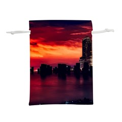 New York City Urban Skyline Harbor Bay Reflections Lightweight Drawstring Pouch (l)