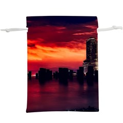 New York City Urban Skyline Harbor Bay Reflections Lightweight Drawstring Pouch (xl) by Jancukart