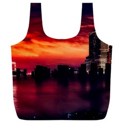 New York City Urban Skyline Harbor Bay Reflections Full Print Recycle Bag (xxl)