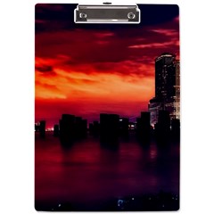 New York City Urban Skyline Harbor Bay Reflections A4 Acrylic Clipboard by Jancukart