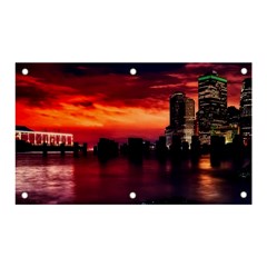 New York City Urban Skyline Harbor Bay Reflections Banner And Sign 5  X 3  by Jancukart