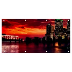 New York City Urban Skyline Harbor Bay Reflections Banner And Sign 8  X 4  by Jancukart