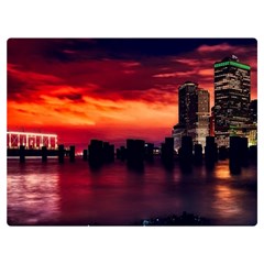 New York City Urban Skyline Harbor Bay Reflections Premium Plush Fleece Blanket (extra Small) by Jancukart