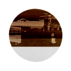 New York City Urban Skyline Harbor Bay Reflections Marble Wood Coaster (round)