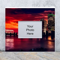 New York City Urban Skyline Harbor Bay Reflections White Wall Photo Frame 5  X 7 