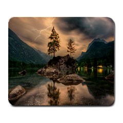 Nature Waters Lake Island Landscape Thunderstorm Large Mousepad