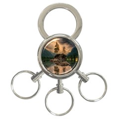 Nature Waters Lake Island Landscape Thunderstorm 3-ring Key Chain by Jancukart