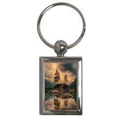 Nature Waters Lake Island Landscape Thunderstorm Key Chain (rectangle) by Jancukart