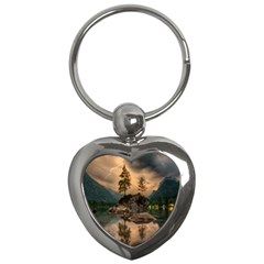 Nature Waters Lake Island Landscape Thunderstorm Key Chain (heart) by Jancukart