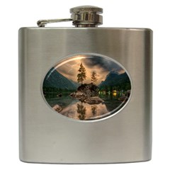 Nature Waters Lake Island Landscape Thunderstorm Hip Flask (6 Oz)