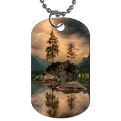 Nature Waters Lake Island Landscape Thunderstorm Dog Tag (two Sides)